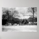 Horse Drawn Sleigh NYC Print ポスター<br><div class="desc">Print showing a horse drawn sleigh in Central Park in New York City in 1904</div>