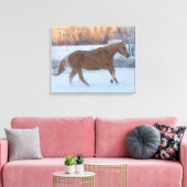 Horse Drive in Winter on Hideout Ranch キャンバスプリント (インサイチュ (リビング))