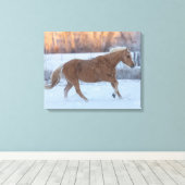 Horse Drive in Winter on Hideout Ranch キャンバスプリント (インサイチュ (ウッドフロア))