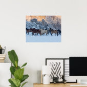 Horse Drive in Winter on Hideout Ranch ポスター (ホームオフィス)