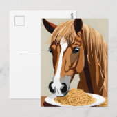 horse eating spaghetti ポストカード (正面/裏面)
