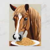 horse eating spaghetti ポストカード (正面)