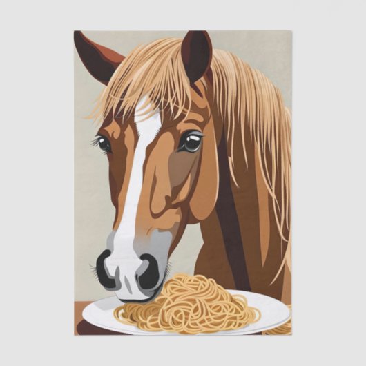horse eating spaghetti decoupage 薄葉紙 (正面)