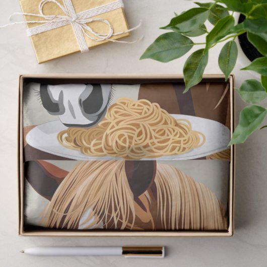 horse eating spaghetti decoupage 薄葉紙 (ギフト)