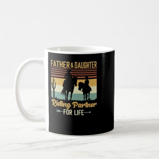 Horse Equestrian FatherDaughter Riding Partner For コーヒーマグカップ (左)