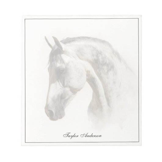 Horse Equestrian Lusitano Elegant Custom Name ノートパッド (正面)