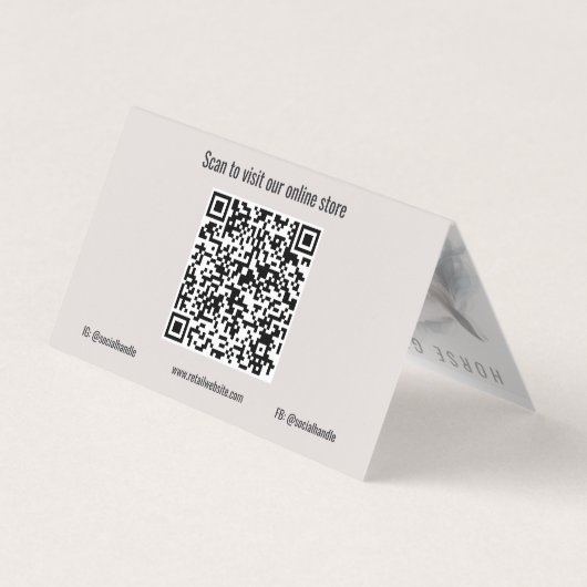 Horse Equestrian QR Code Folded Business Cards 名刺 (裏面)