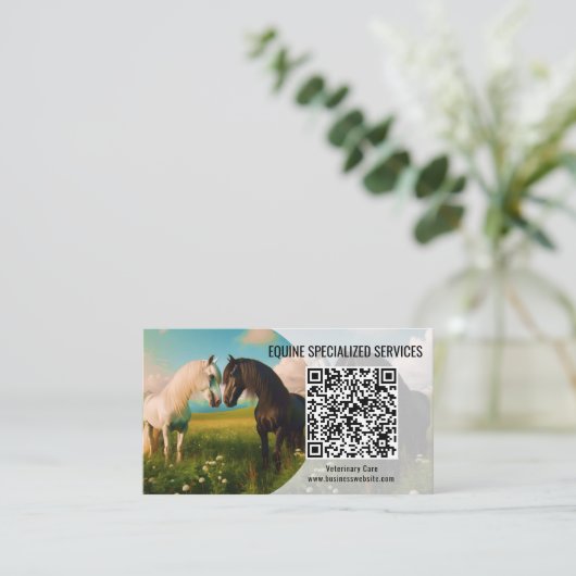 Horse Equine QR Code Business Cards 名刺 (スタンド正面)