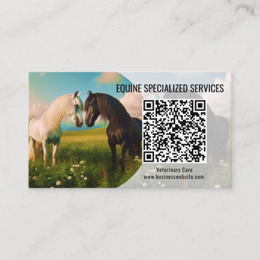 Horse Equine QR Code Business Cards 名刺 (正面)