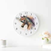 Horse face with flower wreath                      ラージ壁時計 (ホーム)