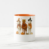 Horse Fall | Western Autumn Horse with Leaves | Eq ツートーンマグカップ (中央)