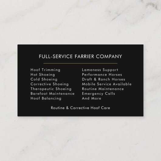 Horse Farrier  名刺 (裏面)