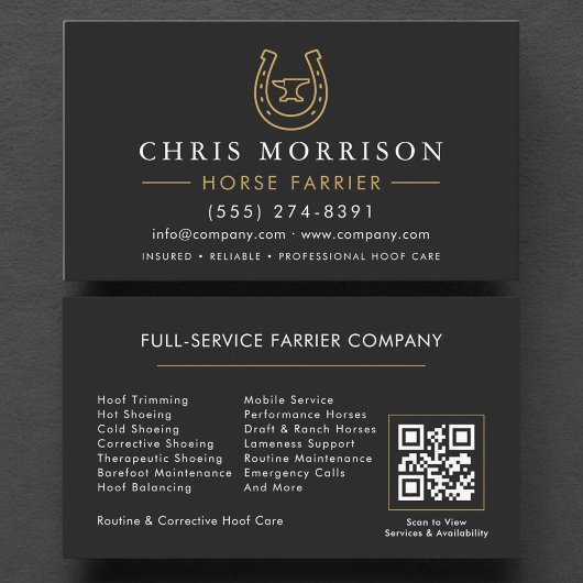 Horse Farrier Blacksmith QR Code 名刺