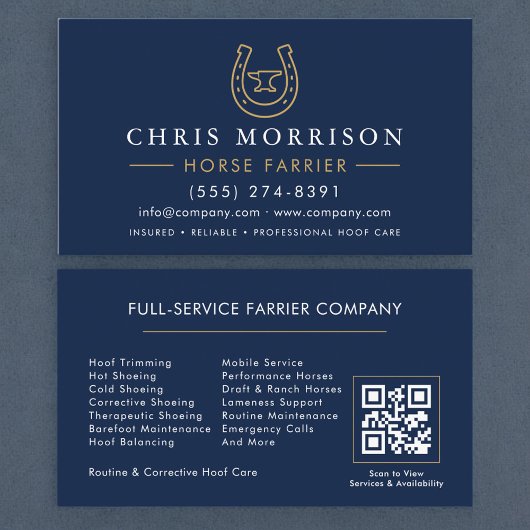Horse Farrier Horseshoe QR Code 名刺