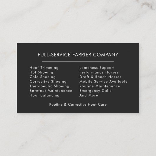 Horse Farrier Horseshoeing  名刺 (裏面)