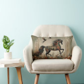 Horse Floral Harlequin Decor Cushion ランバークッション (椅子)