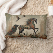 Horse Floral Harlequin Decor Cushion ランバークッション (ブランケット)