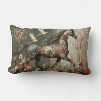 Horse Floral Harlequin Decor Cushion ランバークッション
