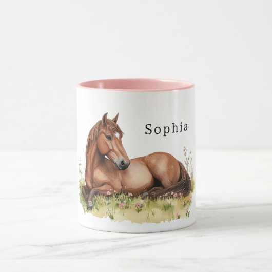 Horse Flowers in Grass マグカップ (中央)