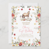 Horse Gallop on Girl 1st Birthday  招待状 (正面)