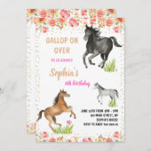 Horse Gallop on Over Girl Birthdayパーティー 招待状 (正面/裏面)