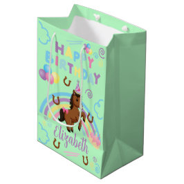 Horse Gift Bag in Green ミディアムペーパーバッグ