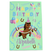 Horse Gift Bag in Green ミディアムペーパーバッグ (正面)