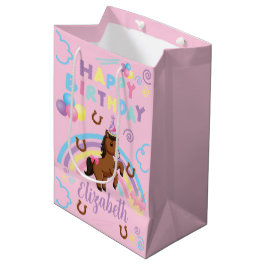 Horse Gift Bag in Pink ミディアムペーパーバッグ