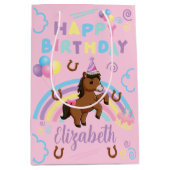 Horse Gift Bag in Pink ミディアムペーパーバッグ (正面)