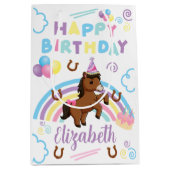 Horse Gift Bag in White ミディアムペーパーバッグ (正面)