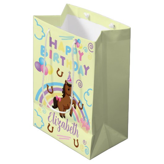 Horse Gift Bag in Yellow ミディアムペーパーバッグ (正面アングル)