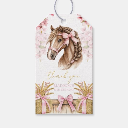 Horse Gift Tag – Blush Pink Personalized ギフトタグ (正面)