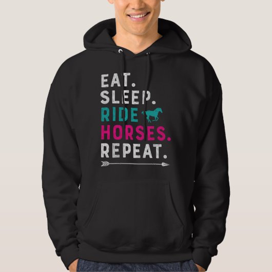 Horse Girl Eat Sleep Ride Horses Repeat Horseback  パーカ (正面)