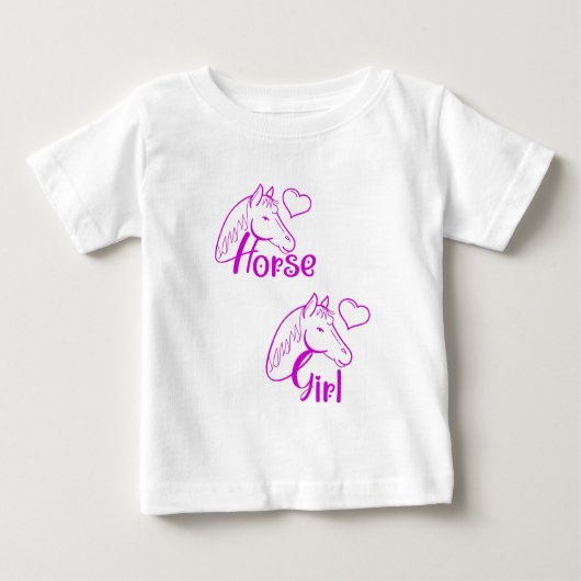 Horse Girl in Purple with Horse Head Font ベビーTシャツ (正面)