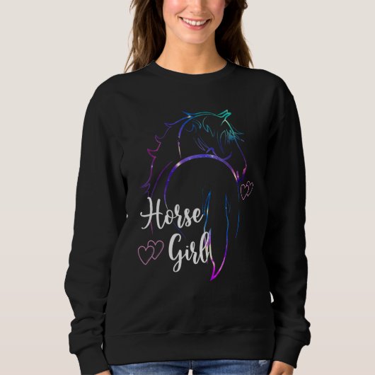 Horse Girl Love Horses Riding Horseback Riding Kid スウェットシャツ (正面)