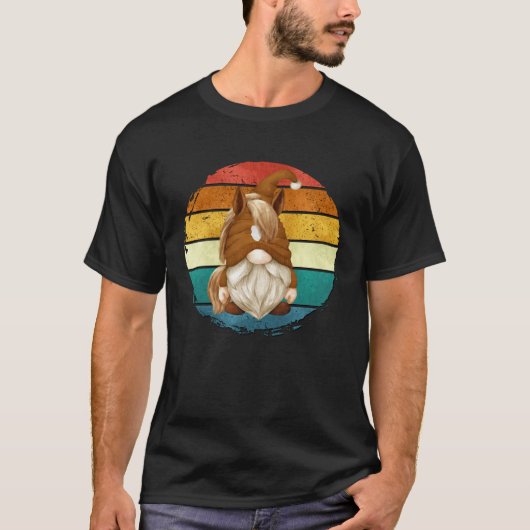 Horse Gnome For Women Retro Sunset For Horse Dad Tシャツ (正面)