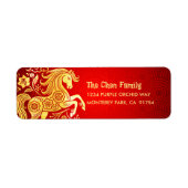 Horse Gold Foil Red Chinese Lunar New Year 2026 ラベル (正面)