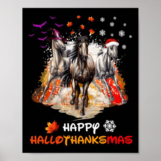 Horse Halloween And Merry Christmas Happy Hallotha ポスター (正面)