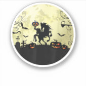 horse halloween headless horseman Pumpkin and moon シール (正面)