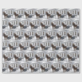 Horse Harnessed to a Sleigh By a Chapel ラッピングペーパー (フラット)