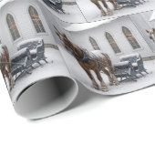 Horse Harnessed to a Sleigh By a Chapel ラッピングペーパー (ロールコーナー)