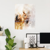 Horse head watercolor drawing ポスター (ホームオフィス)