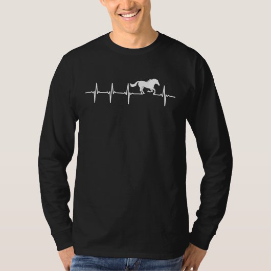 Horse   Heart EKG Heartbeat Pulseline Cardiology Tシャツ (正面)