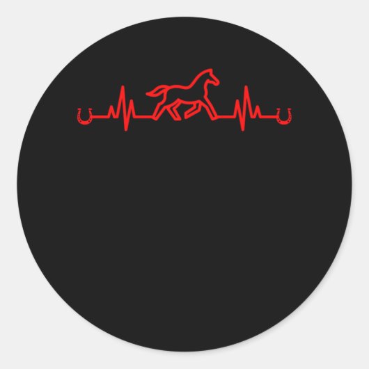 Horse Heartbeat Horseshoe Stable Equestrian Gift ラウンドシール (正面)