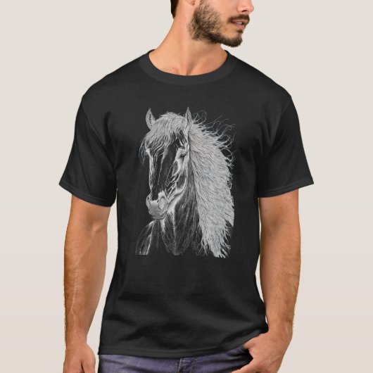 Horse illustration Gift for Horseback Riding Horse Tシャツ (正面)