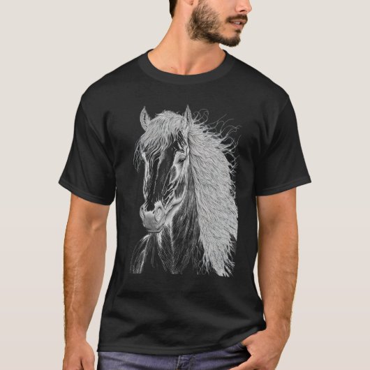 Horse illustration Gift for Horseback Riding Horse Tシャツ (正面)