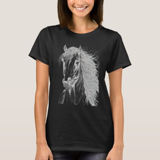 Horse illustration Gift for Horseback Riding Horse Tシャツ (正面)
