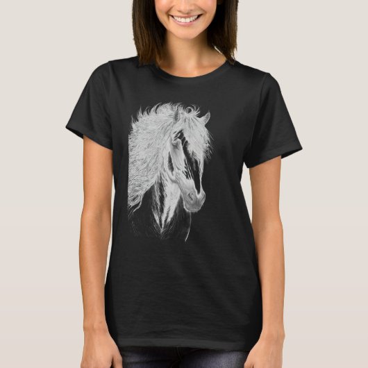 Horse illustration Gift for Horseback Riding Horse Tシャツ (正面)