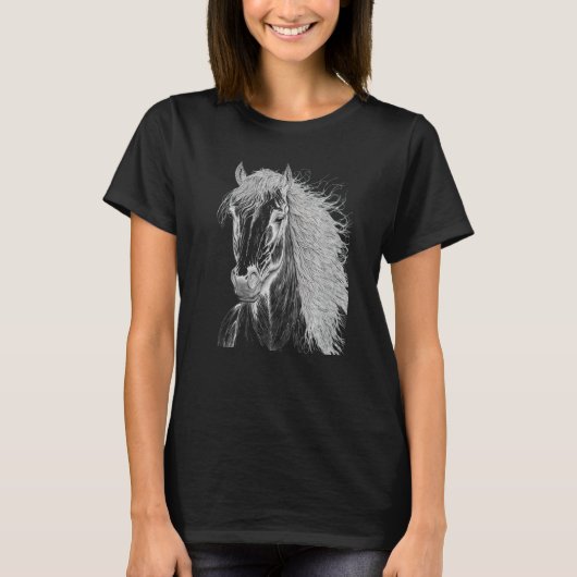 Horse illustration Gift for Horseback Riding Horse Tシャツ (正面)