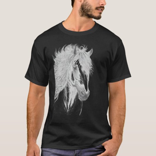 Horse illustration Gift for Horseback Riding Horse Tシャツ (正面)